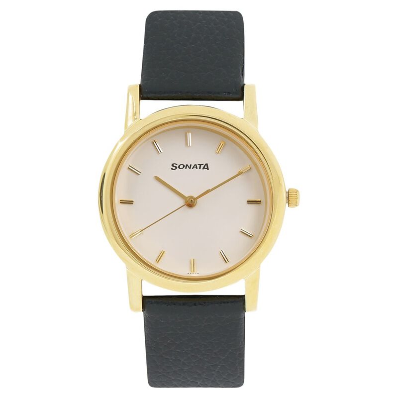 Sonata Quartz Analog White Dial Leather Strap Watch for Men
