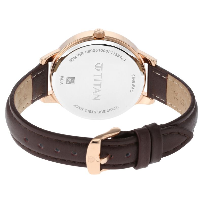 Titan Crescent Quartz Analog Leather Strap Watch for Women - image number 4