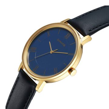 Sonata Utsav Quartz Analog Blue Dial Leather Strap Watch for Men