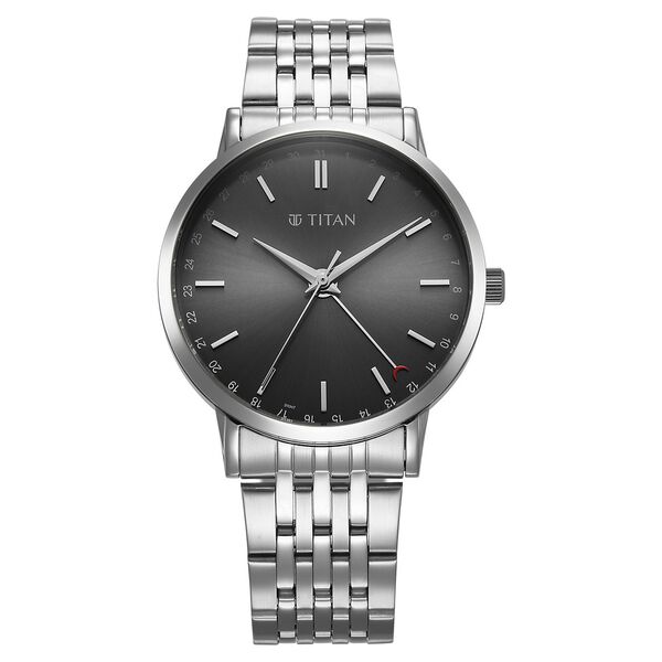 Titan Elegance Analog with Date by Hand and Dark Grey Dial Stainless Steel Strap Watch for Men - image number 0