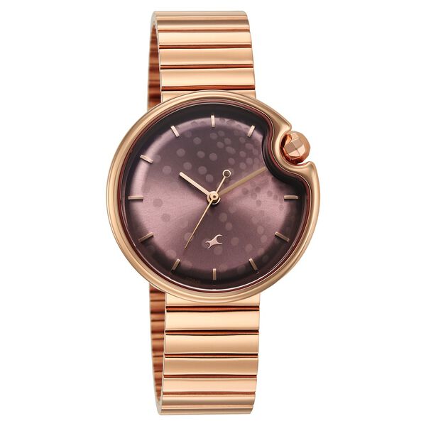 Fastrack Groove Analog with Dusty Purple Dial Rose Gold Metal Strap Watch for Girls - image number 2
