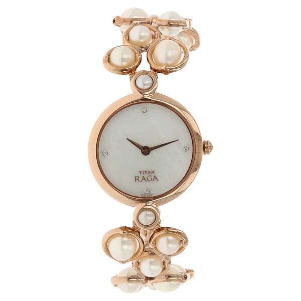 Titan Raga Mother of Pearl Dial Women Watch With Metal Strap - image number 0