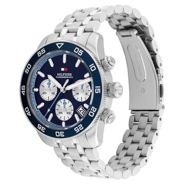 Tommy Hilfiger Quartz Chronograph Blue Dial Silver Stainless Steel Strap Watch For Men
