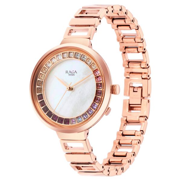Titan Raga Love All Mother Of Pearl Dial Women Watch With Metal Strap - image number 3