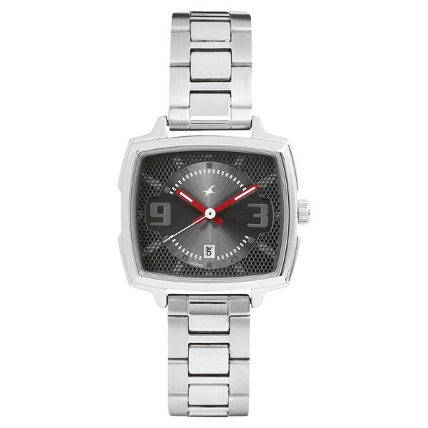 Fastrack Loopholes Quartz Analog with Date Grey Dial Stainless Steel Strap Watch for Girls - image number 0