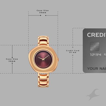 Fastrack Analog Maroon Dial Women's Watch with Rose Gold Metal Bracelet