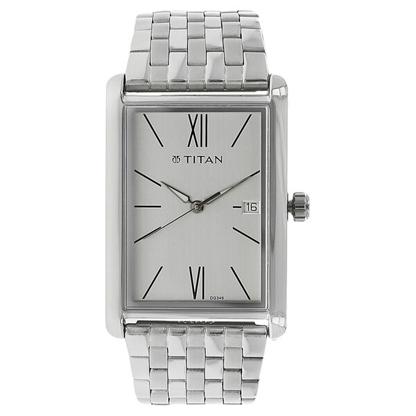 Titan Quartz Analog Silver Dial Stainless Steel Strap Watch for Men - image number 0