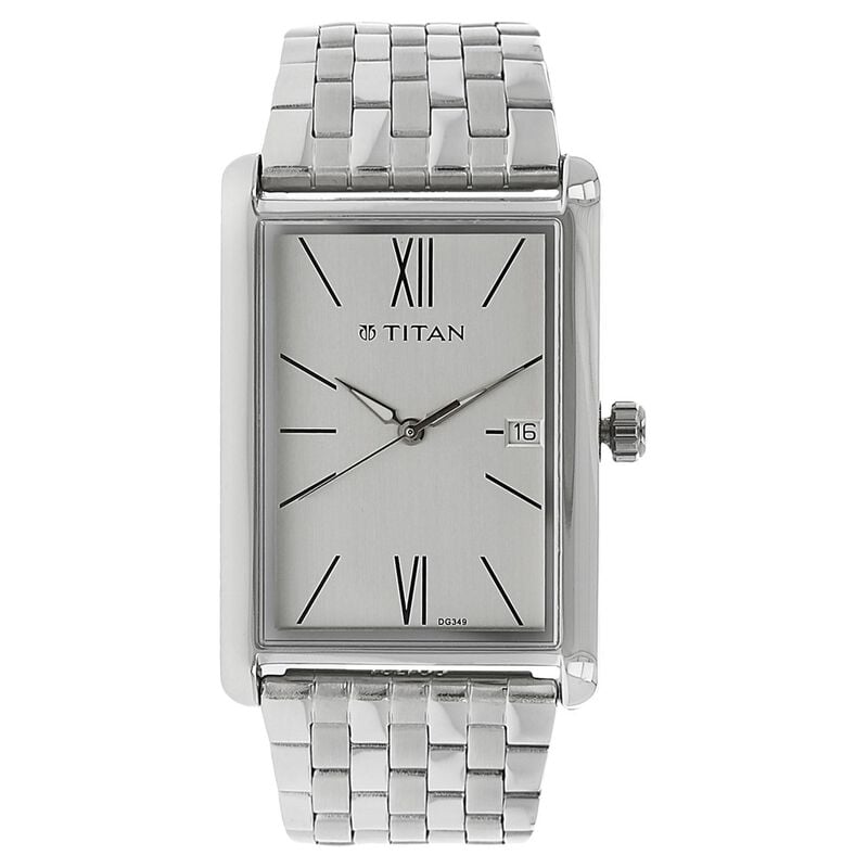 Titan Quartz Analog Silver Dial Stainless Steel Strap Watch for Men
