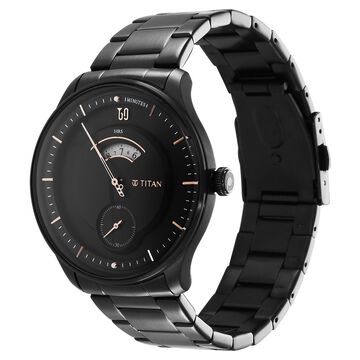 Titan Quartet Black Dial Analog Stainless Steel Strap watch for Men