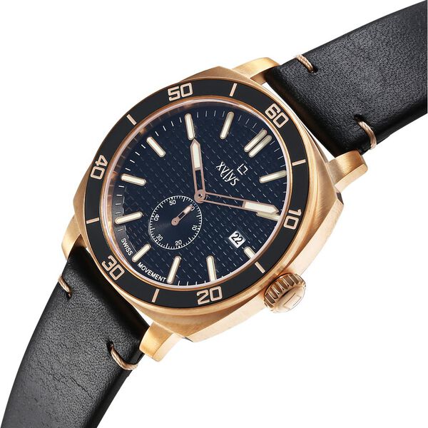 Xylys Quartz Analog Black Dial Black Leather Strap Watch For Men - image number 2
