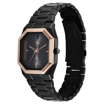 Vyb Pioneer By Fastrack Quartz Analog Black Dial Black Metal Strap Watch For Guys