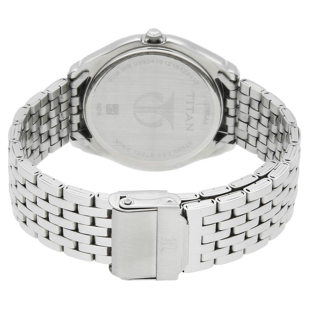 Buy Online Titan Quartz Analog White Dial Stainless Steel Strap Watch for Men nm1578sm05 Titan