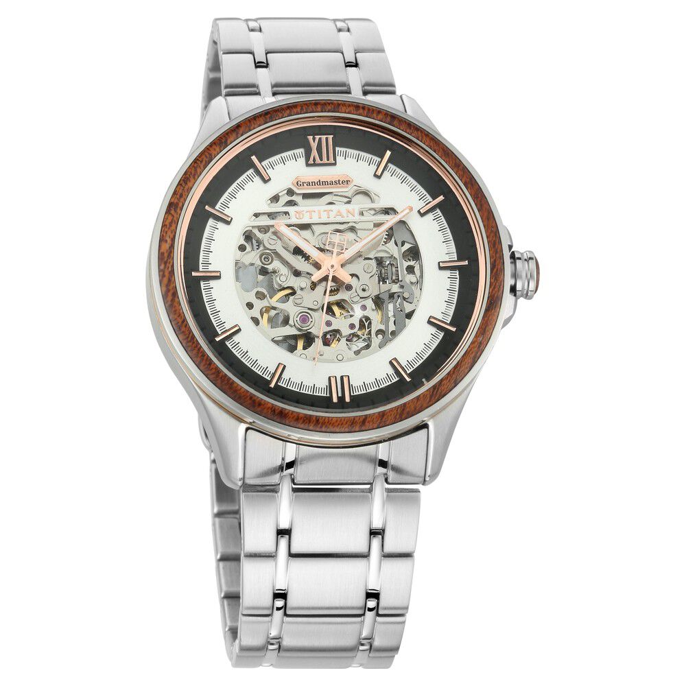 Buy Online Titan Grandmaster Silver Dial Automatic Metal Strap