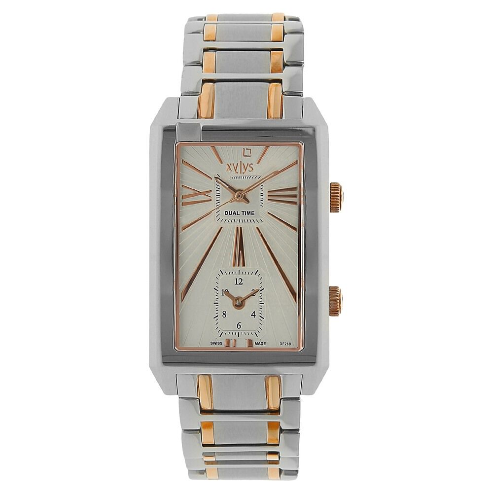 Buy Online Xylys Swiss Analog Two Toned Stainless Steel Strap and White Dial Watch For Men ng40010km01 Titan