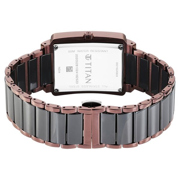 Titan Regalia Shaped Ceramic Quartz Analog with Date Black Dial Steel & Ceramic Strap Watch For Men - image number 4