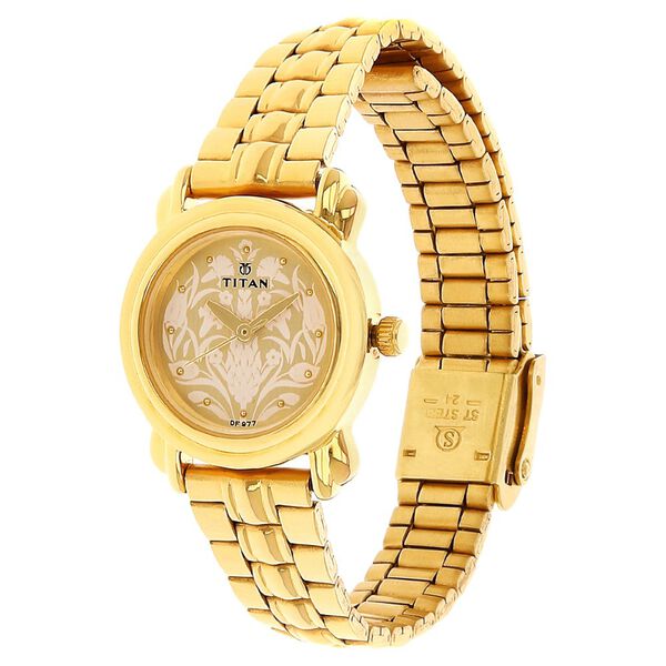 Titan Quartz Analog Beige Dial Stainless Steel Strap Watch for Women - image number 1