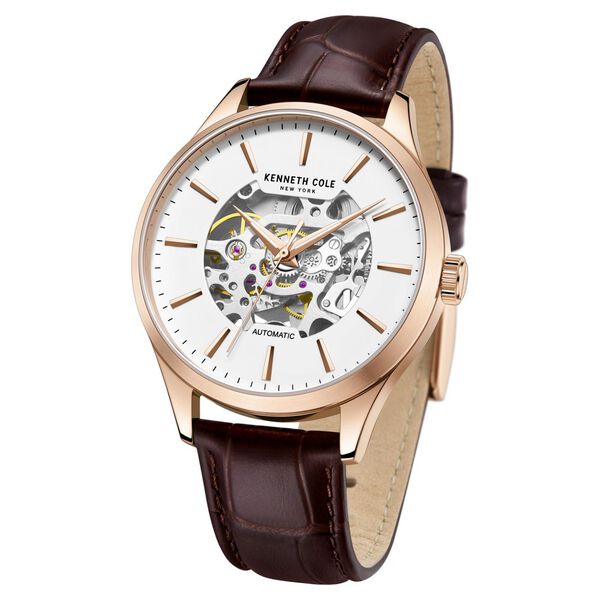 Kenneth Cole Automatic White Dial Leather Strap Watch For Men - image number 2