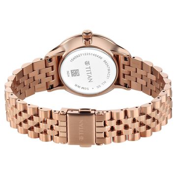 Titan Purple Prestige Quartz Analog with Date White Dial Rose Gold Stainless Steel Strap Watch For Women