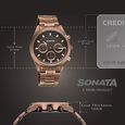 Sonata Multifunction Brown Dial Brown Metal Strap Watch For Men - image number 3