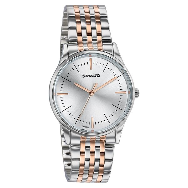 Sonata Verve Quartz Analog Silver Dial Two Toned Metal Strap Watch For Women - image number 1