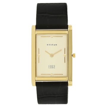 Titan Quartz Analog Champagne Dial Leather Strap Watch for Men
