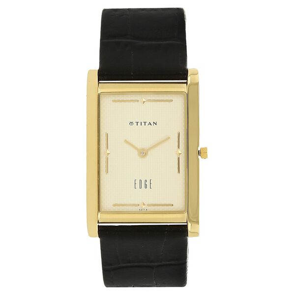 Titan Quartz Analog Champagne Dial Leather Strap Watch for Men - image number 0