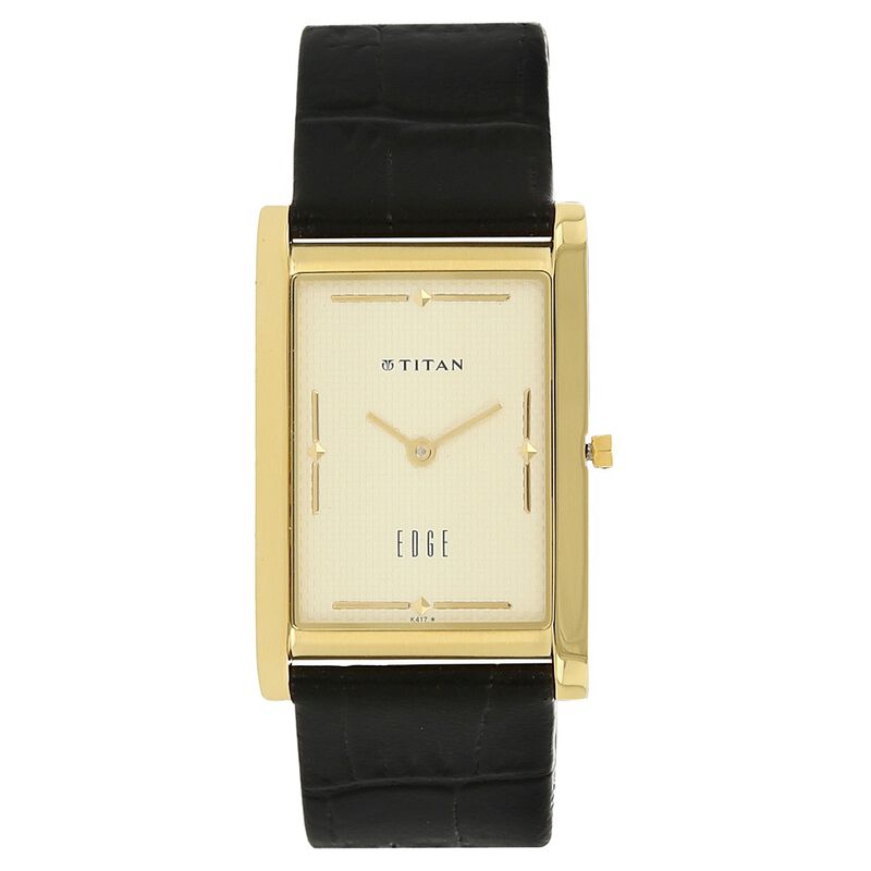 Titan Quartz Analog Champagne Dial Leather Strap Watch for Men