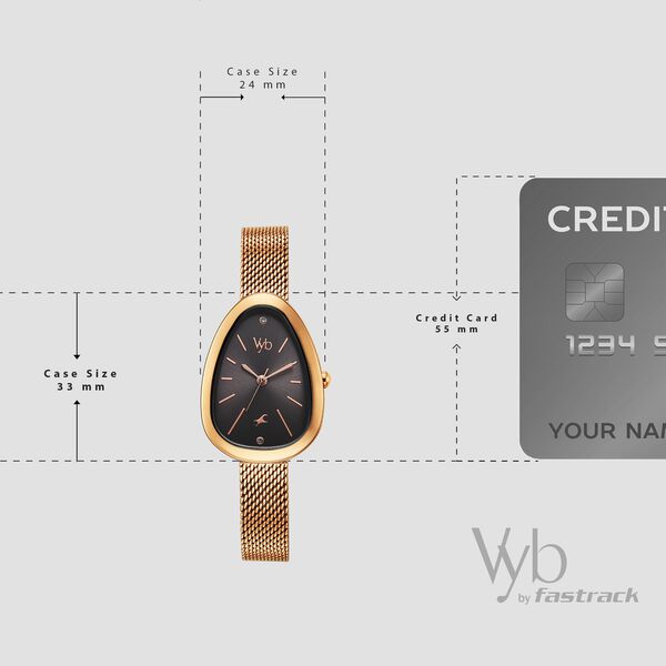 Vyb Prodigy By Fastrack Quartz Analog Grey Dial Rose Gold Stainless Steel Strap Watch For Girls - image number 3