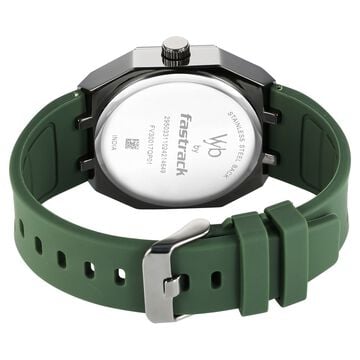 Vyb Rebel By Fastrack Quartz Analog Green Dial Silicone Strap Watch For Guys