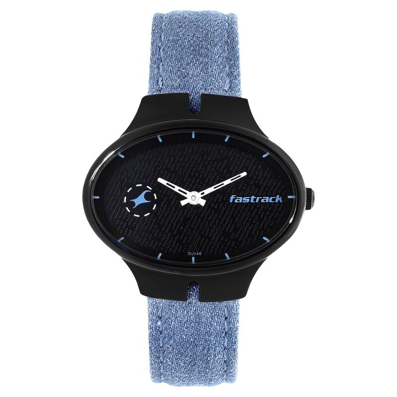 Fastrack Denim Quartz Analog Black Dial Denim Strap Watch for Girls