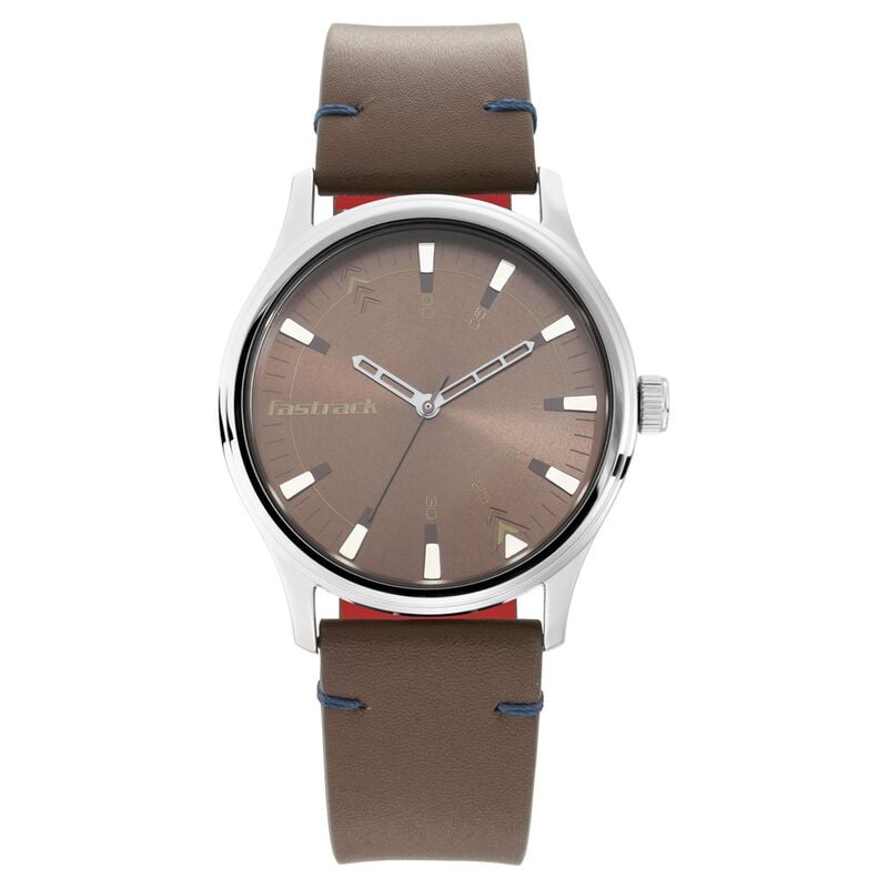 Fastrack I Love Me Quartz Analog Brown Dial Leather Strap Watch for Guys - image number 1