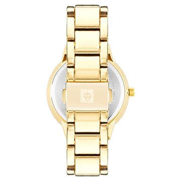 Anne Klein Quartz Analog Black Dial Golden Metal Strap Watch For Women
