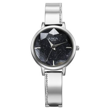 Titan Raga Showstopper Quartz Analog Blue Dial Silver Metal Strap Watch For Women