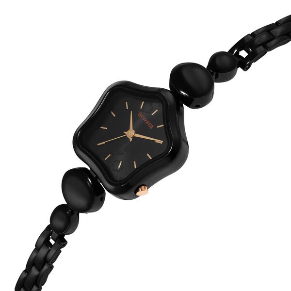 Sonata Utsav Black Dial Black Bi Metal Strap Watch for Women - image number 2