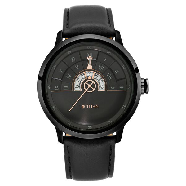 Titan Grandmaster Black Dial Quartz Analog Leather Strap Watch for Men - image number 1