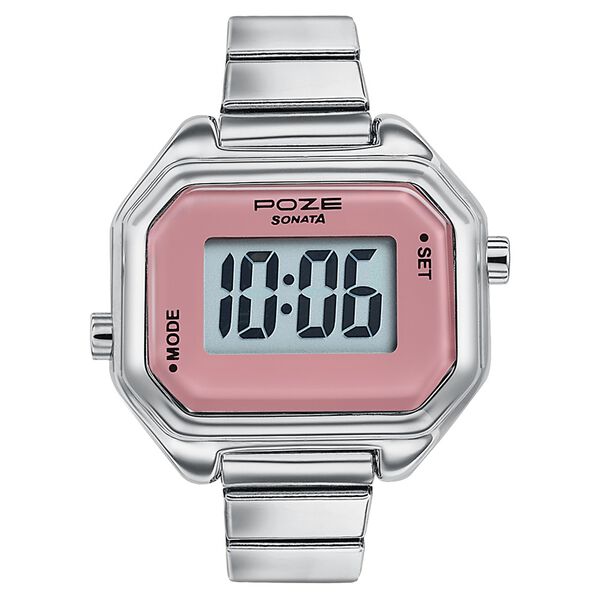 Poze By Sonata Digital Ring Watch With Pink Dial For Women - image number 1