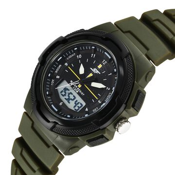SF Maverick Quartz Digital Ana Digi Black Dial PU Strap Watch For Men
