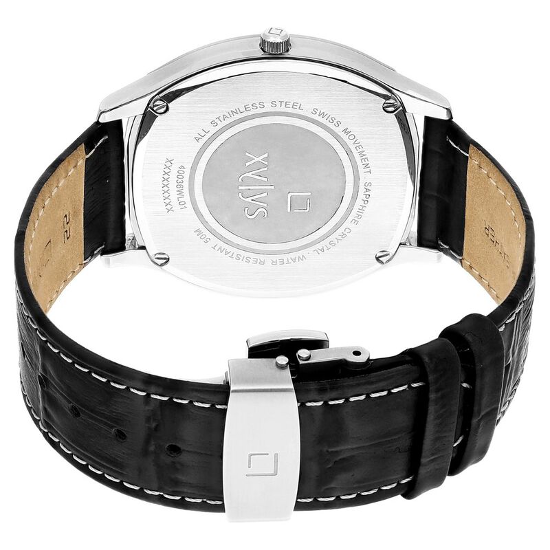 Xylys Quartz Analog with Date Off White Dial Leather Strap Watch for Men - image number 4