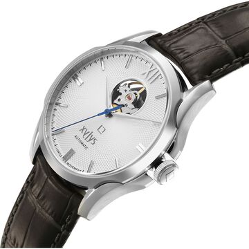 Xylys Automatic Analog White Dial Grey Leather Strap Watch For Men