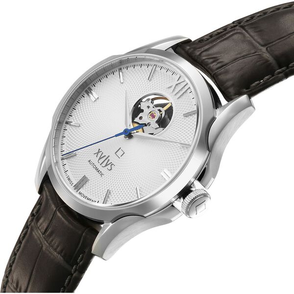Xylys Automatic Analog White Dial Grey Leather Strap Watch For Men - image number 1