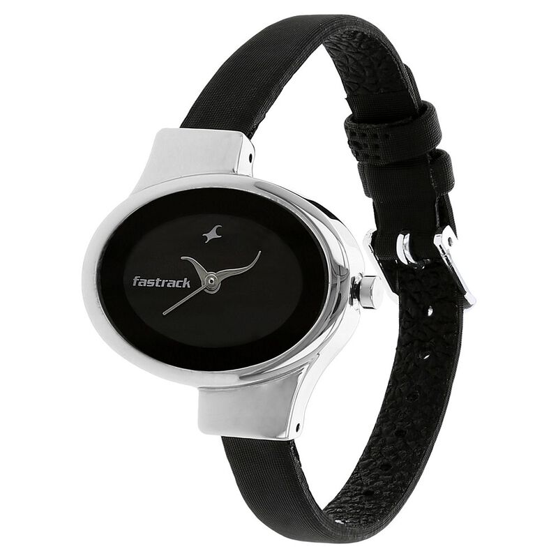 Fastrack Quartz Analog Black Dial Leather Strap Watch for Girls - image number 1
