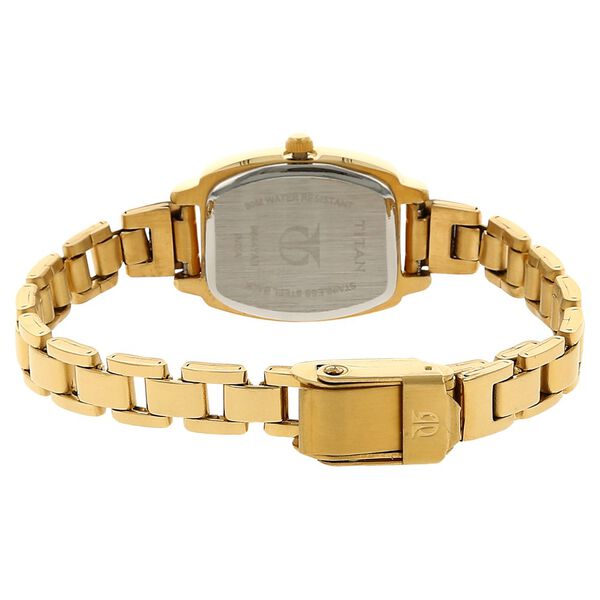 Titan Quartz Analog Champagne Dial Stainless Steel Strap Watch for Women - image number 3