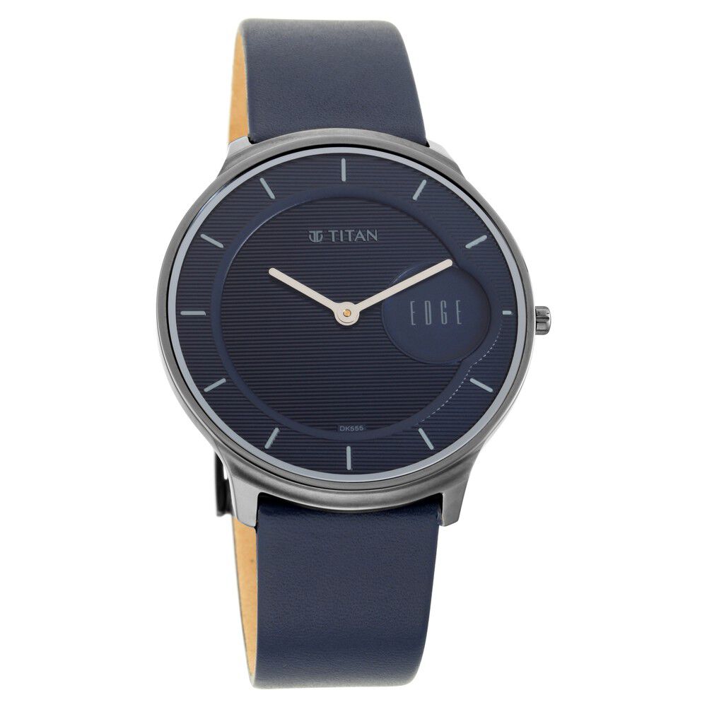 Buy Online Titan Quartz Analog Blue Dial Leather Strap Watch for Men ns1843ql01 Titan