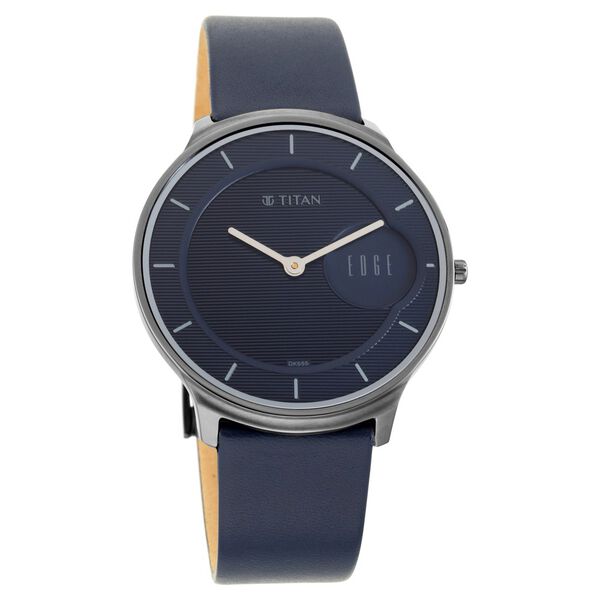 Titan Quartz Analog Blue Dial Leather Strap Watch for Men - image number 0