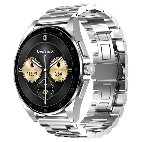 Fastrack Radiant FX1 Luxury Metal Smartwatch with 3.6 cm AMOLED Display, SingleSync BT Calling, Functional Crown - Steel - image number 0