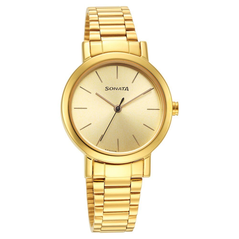 Sonata Essentials Champagne Dial Stainless Steel Strap Watch for Women-image-23