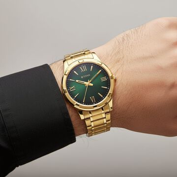 Titan Karishma Quartz Analog Green Dial Golden Stainless Steel Strap Watch For Men