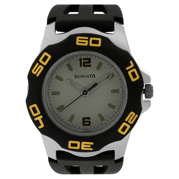 SF Quartz Analog White Dial Plastic Strap Watch for Men - image number 0