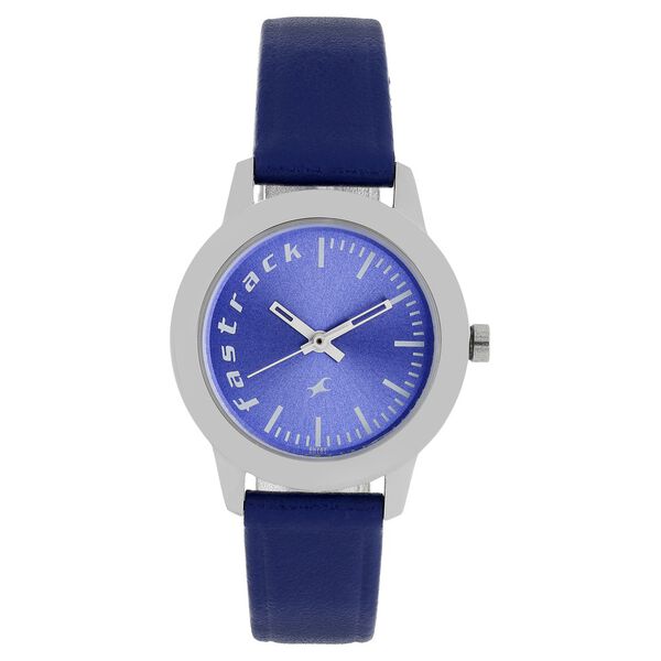 Buy Online Fastrack Quartz Analog Blue Dial Leather Strap Watch