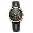 Roamer Pro Chrono Quartz Chronograph With Date Black Dial Black Leather Strap Watch For Men - image number 0